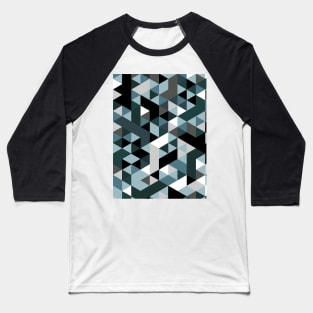 Distorted Geometric in Blues, Greens and Greys Baseball T-Shirt